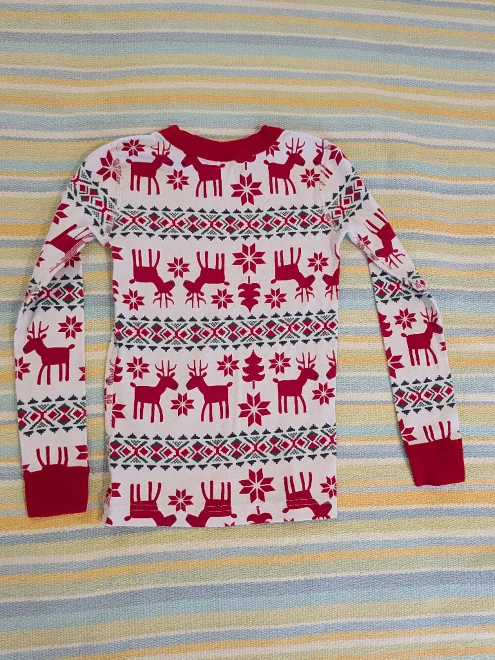 ⭐ Hanna Andersson Reindeer Print Holiday PJ Pajama Top size 6-7